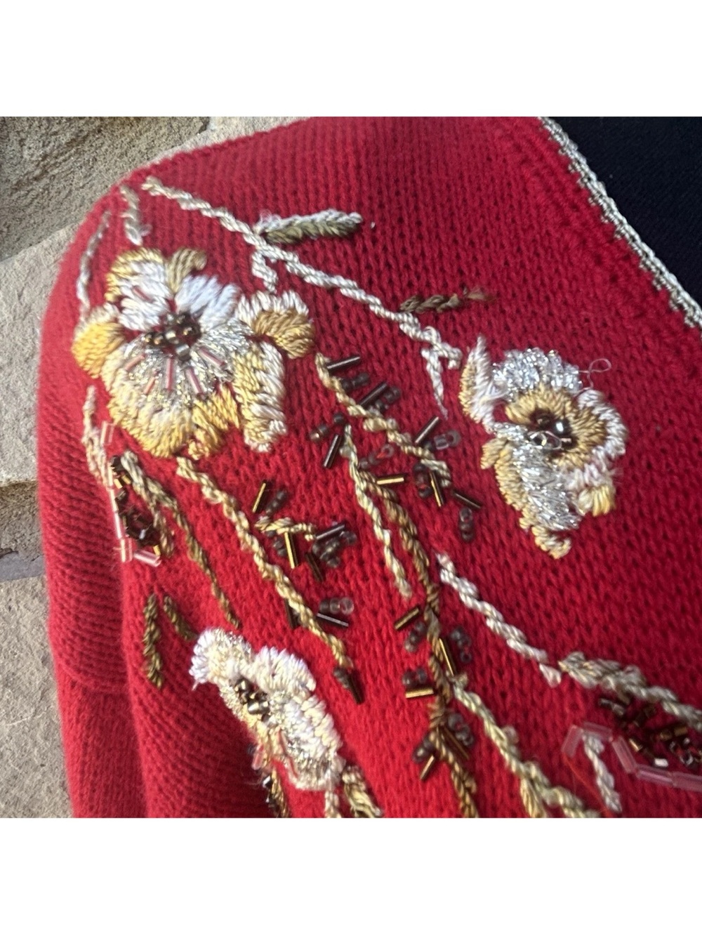 Vintage Carolina Colours Cardigan‎ Sweater Small Red Embroidered - Picture 4 of 12